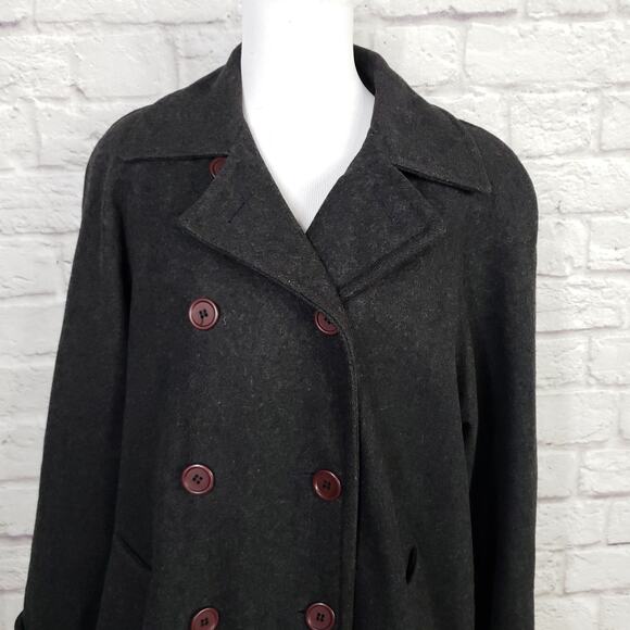 Vintage Russell Scott Double Breasted Gray Wool Swing Coat Cuffed Sleeve Sz 9/10 - Picture 13 of 14